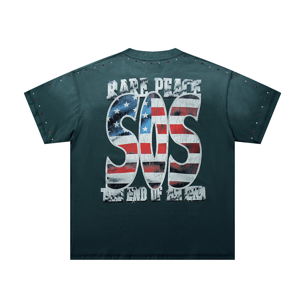 Rare Peace Desert Fade Rhinestone Graphic Streetwear Tee