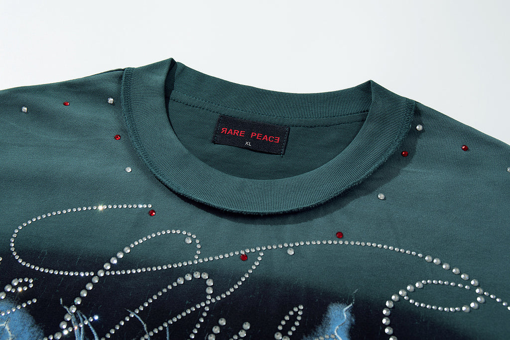 Rare Peace Desert Fade Rhinestone Graphic Streetwear Tee