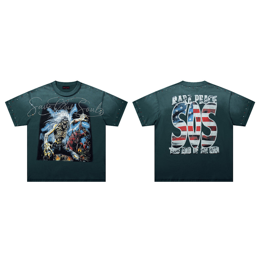 Rare Peace Desert Fade Rhinestone Graphic Streetwear Tee