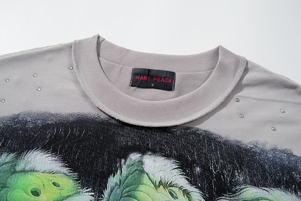 Rare Peace West Coast Faded Rhinestone Graphic Relaxed T-Shirt