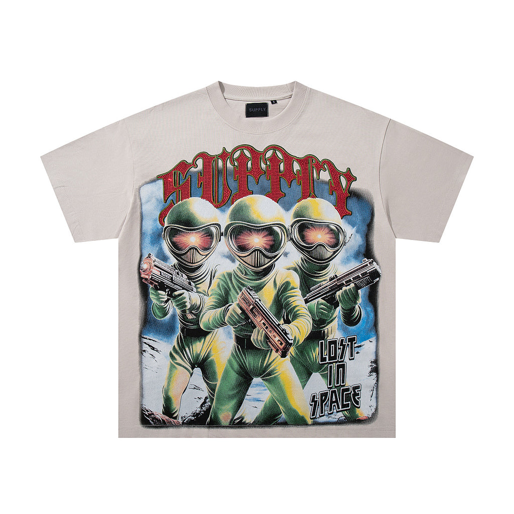 Supply Street Crest Rhinestone Graphic Oversized Tee