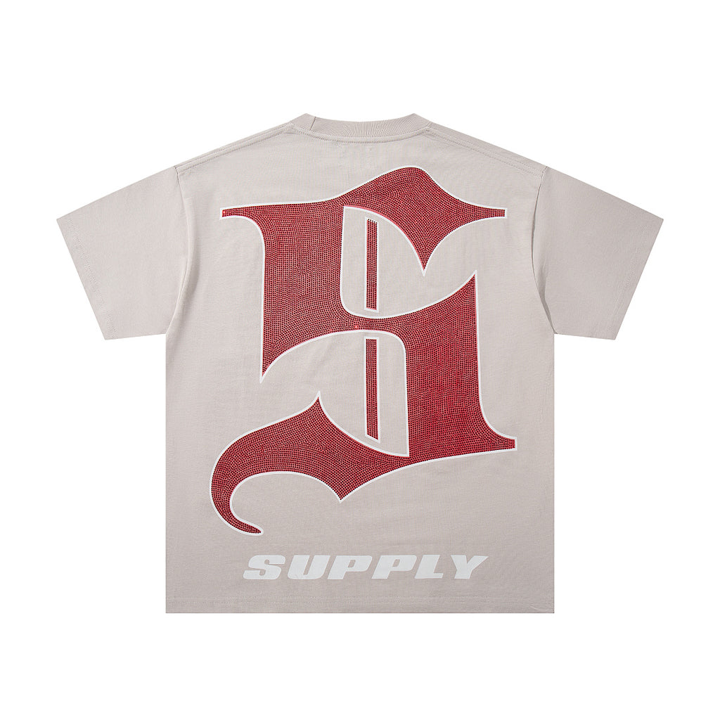 Supply Street Crest Rhinestone Graphic Oversized Tee