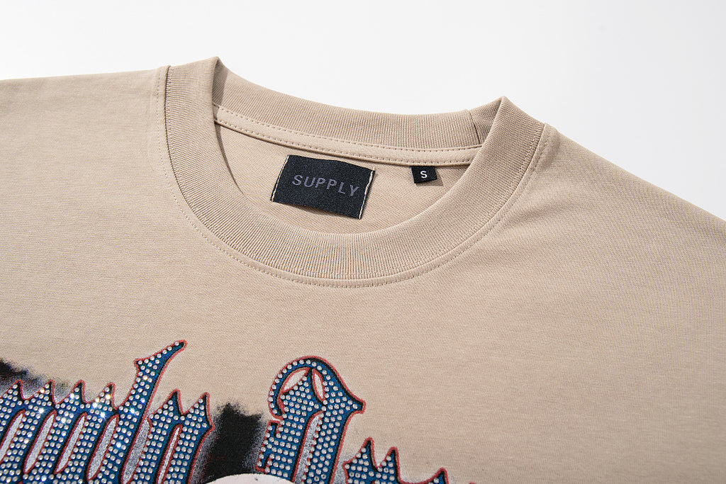 Supply Street Division Rhinestone Graphic Oversized T-Shirt