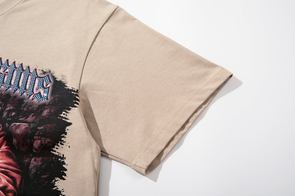 Supply Street Division Rhinestone Graphic Oversized T-Shirt