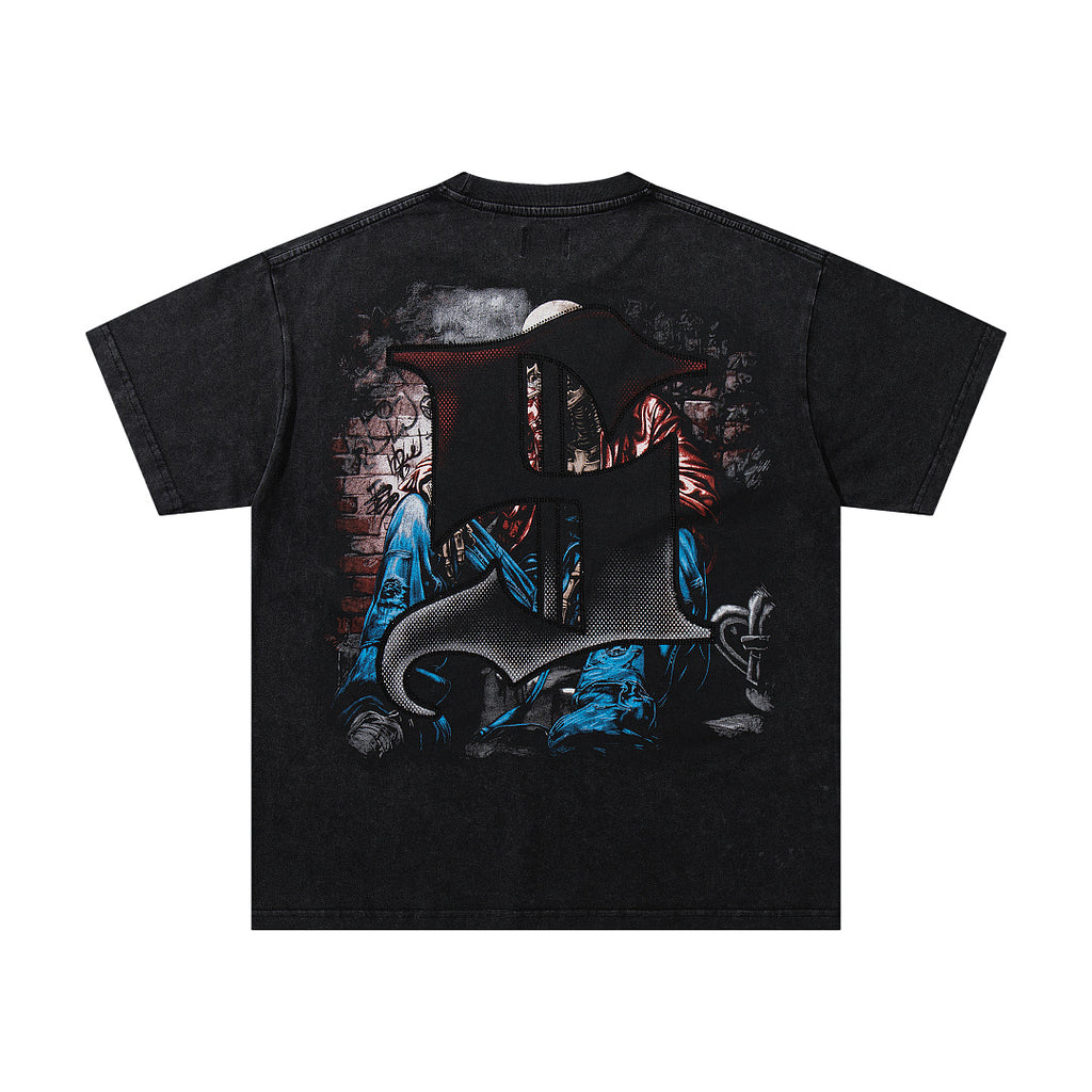 Supply Street Division Rhinestone Graphic Oversized Tee