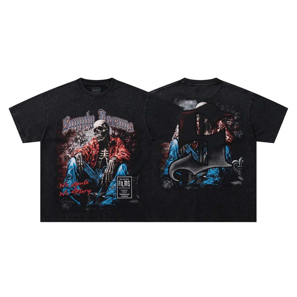 Supply Street Division Rhinestone Graphic Oversized Tee