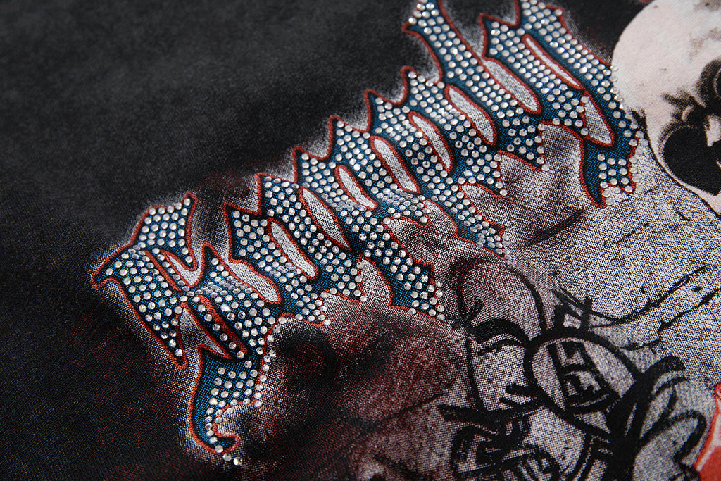 Supply Street Division Rhinestone Graphic Oversized Tee