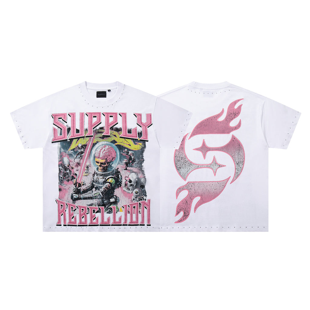 Supply Street Authority Rhinestone Graphic Oversized Tee