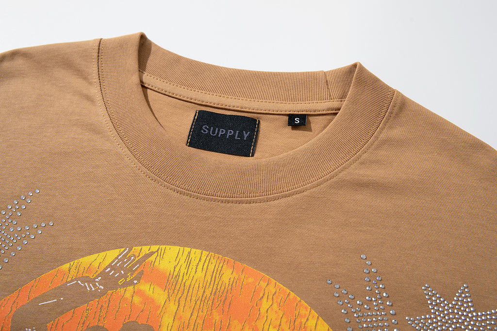 Supply Urban Code Rhinestone Graphic Oversized T-Shirt