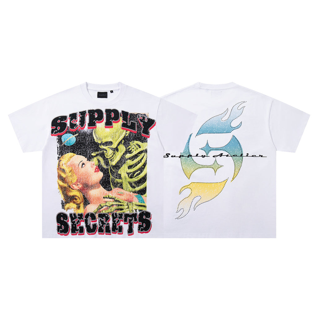 Supply Street Ritual Rhinestone Graphic Oversized Tee