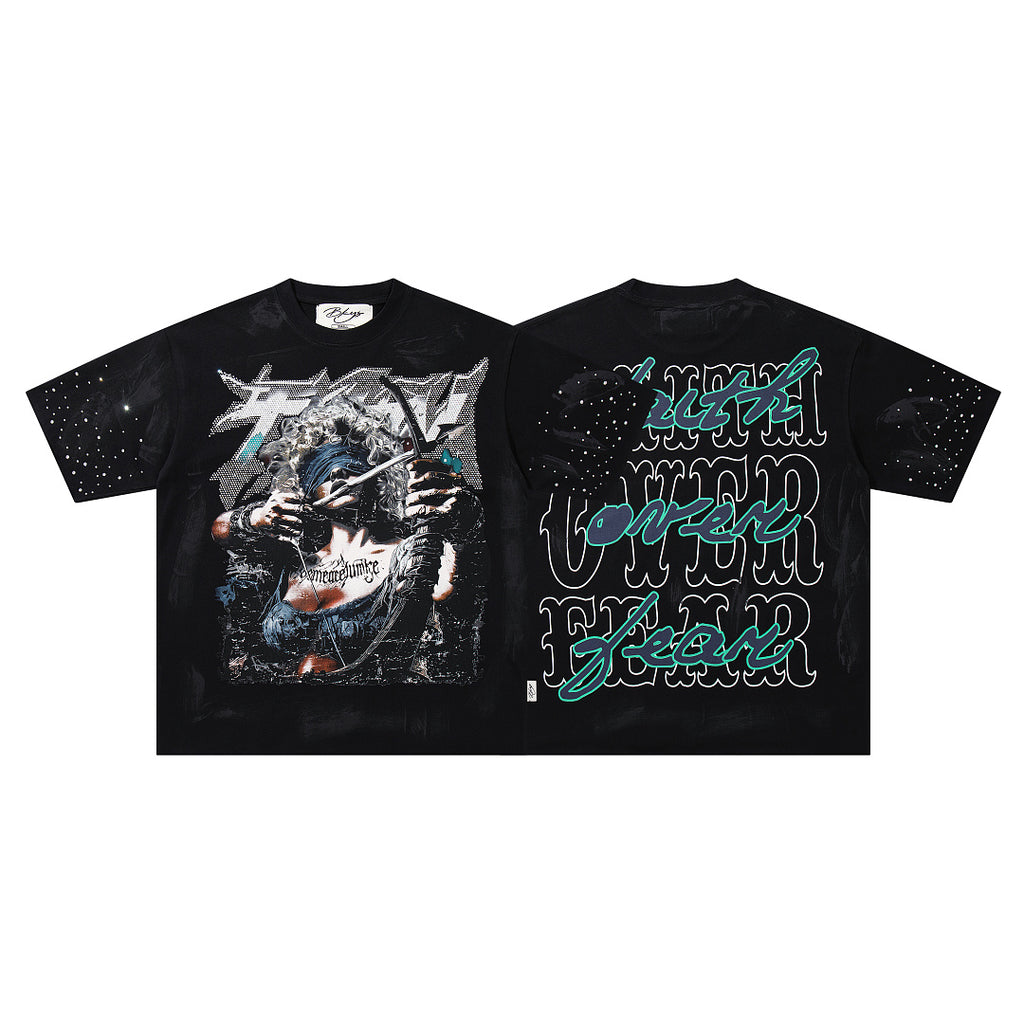 BKYS Retro Portrait Crystal Accent Streetwear Graphic Tee