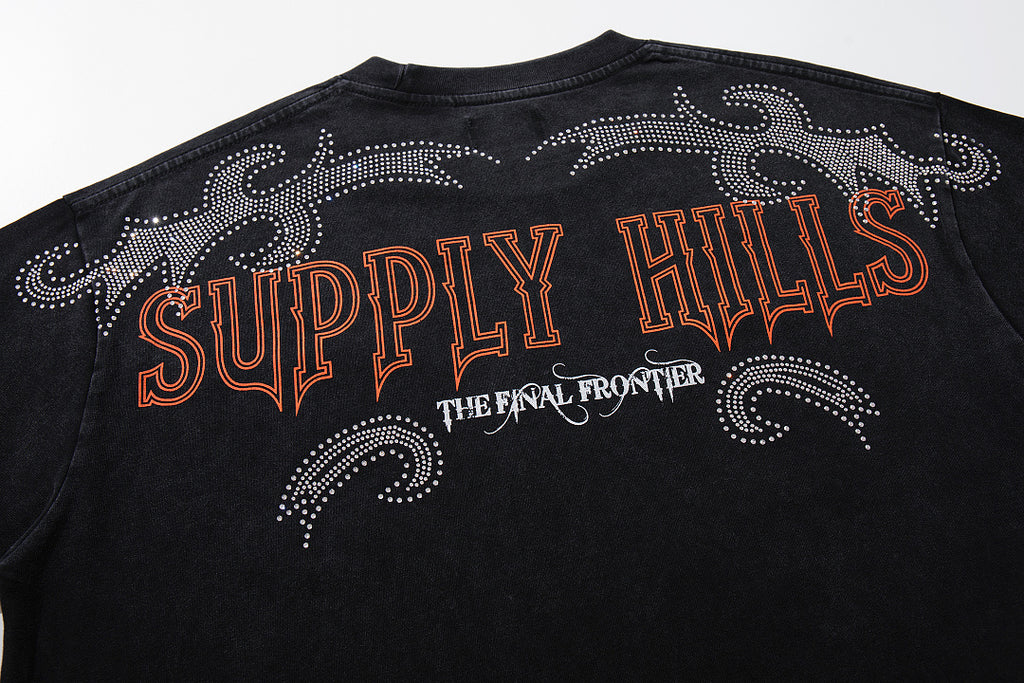 Supply Avenue Rhinestone Graphic Oversized Tee