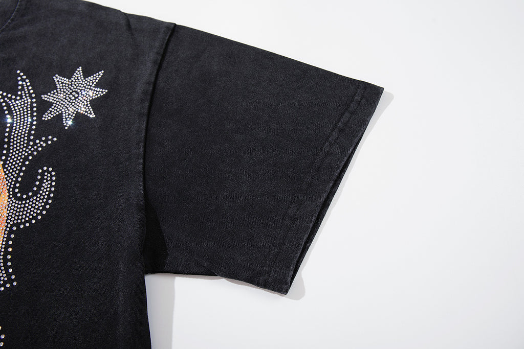 Supply Avenue Rhinestone Graphic Oversized Tee