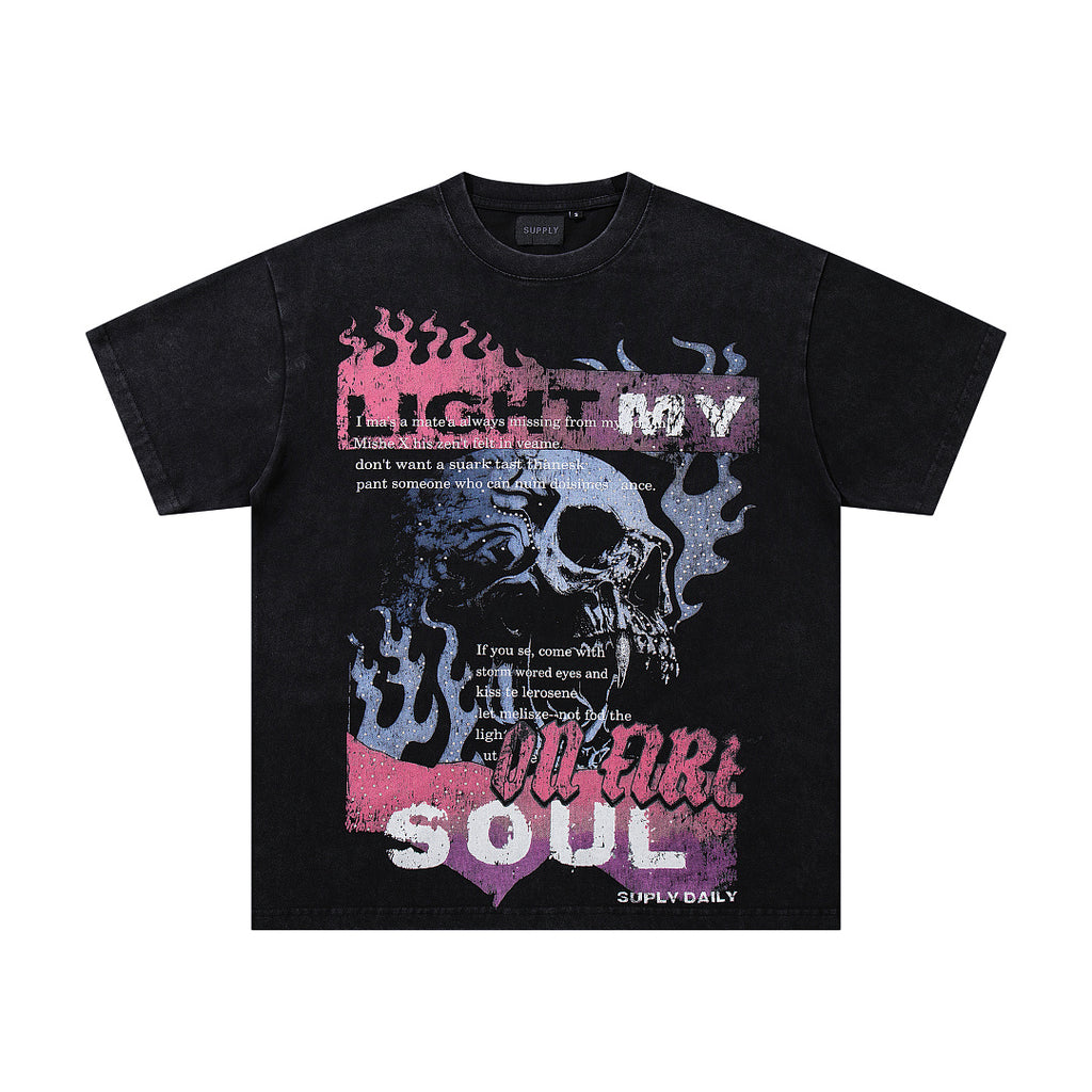 Supply District Rhinestone Graphic Oversized Streetwear Tee