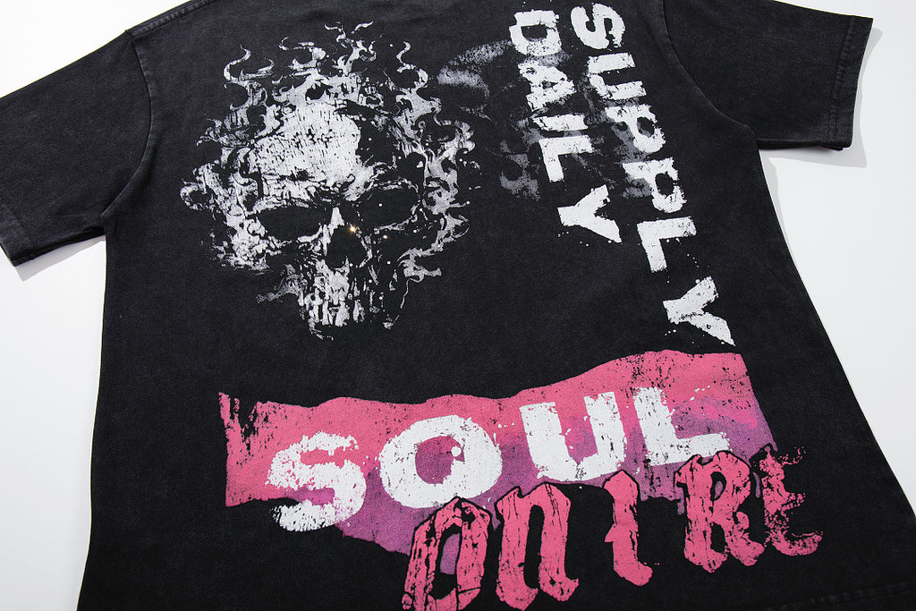 Supply District Rhinestone Graphic Oversized Streetwear Tee