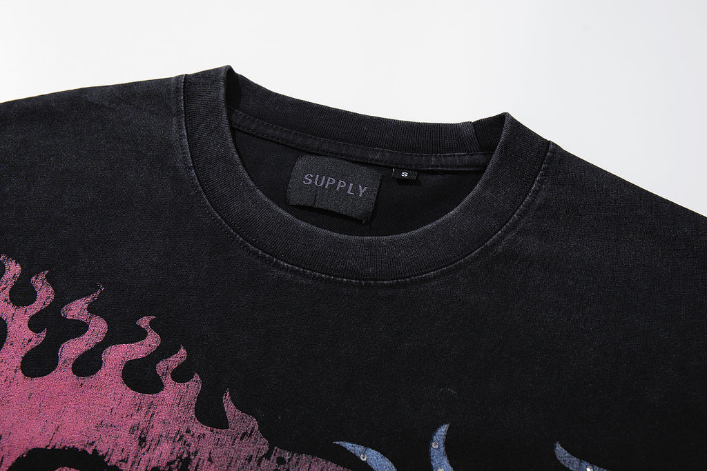 Supply District Rhinestone Graphic Oversized Streetwear Tee