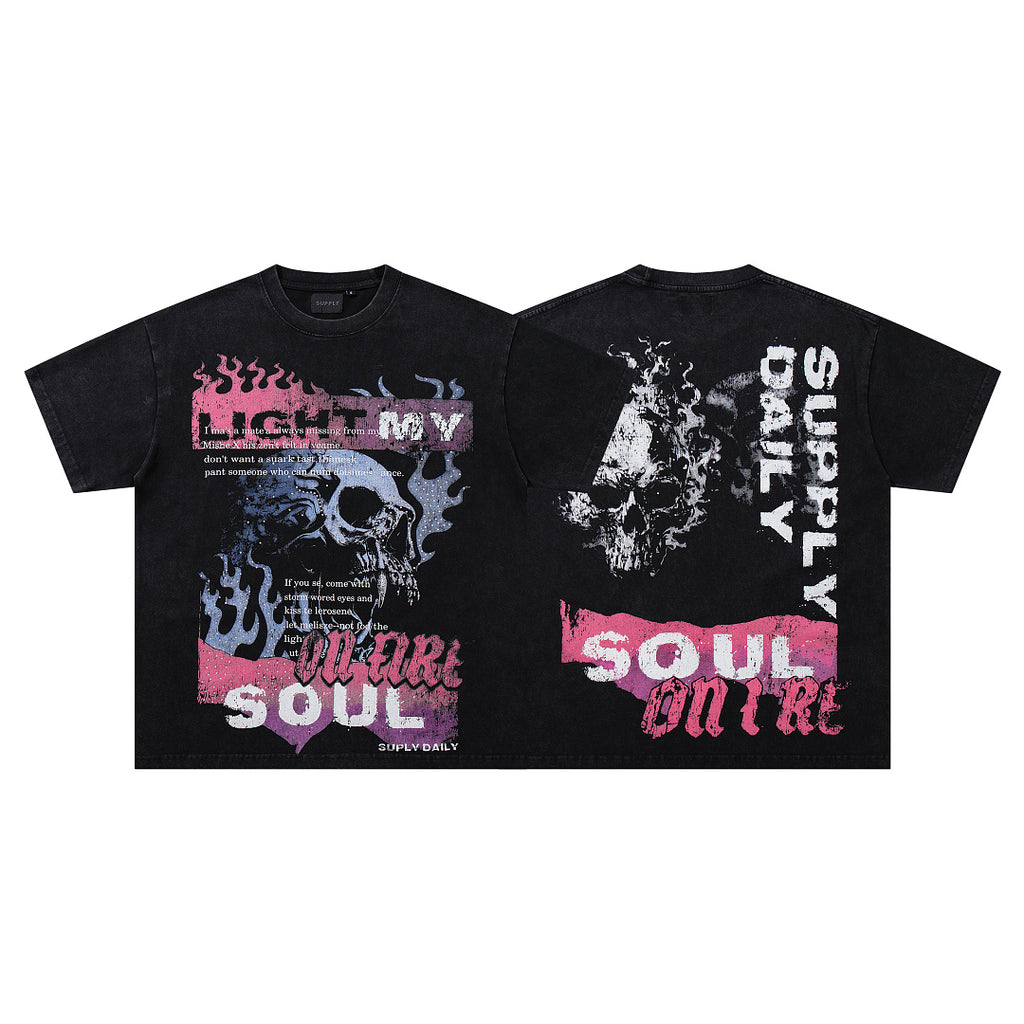 Supply District Rhinestone Graphic Oversized Streetwear Tee